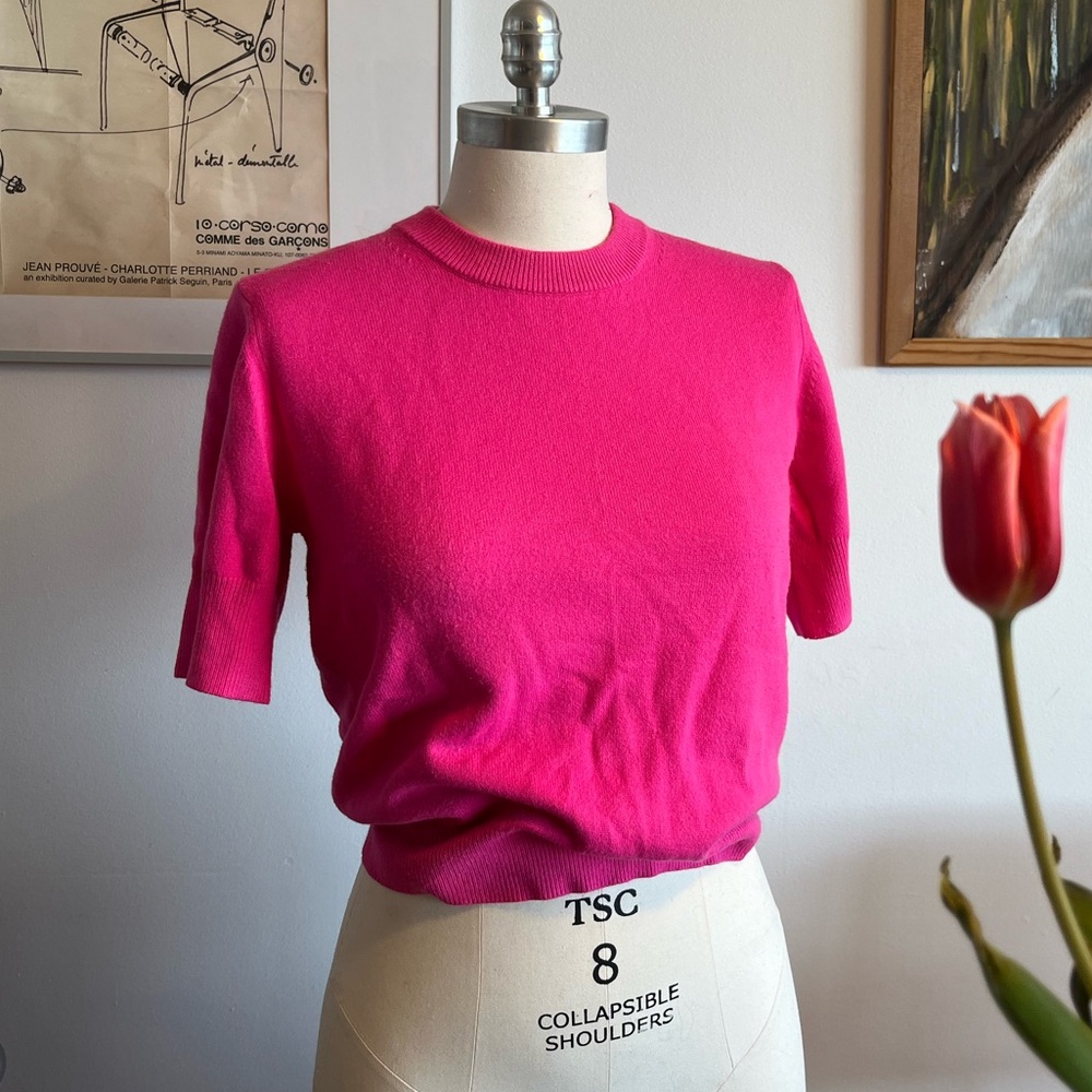 French Connection Bright Pink Short Sleeve Knit Tee